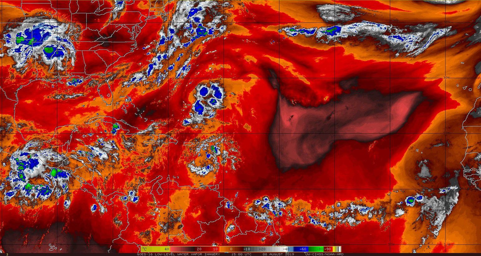 Low Level moisture levels in the Atlantic